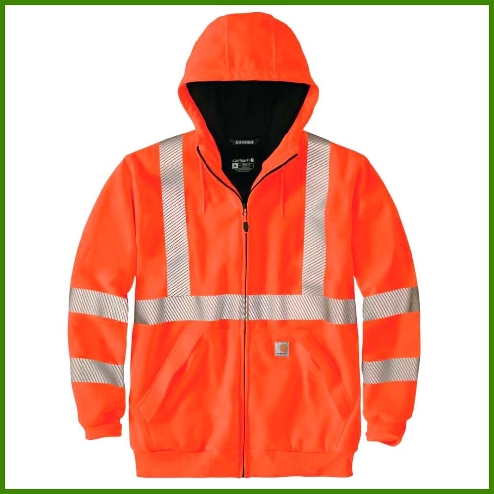 High-Visibility Thermal-Lined Full-Zip Sweatshirt with Reflective Material